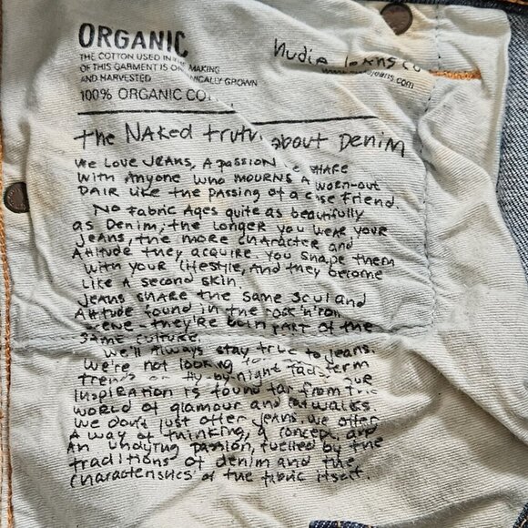 Nudie Jeans Mens 29x34 Blue Dark Straigh Leg Stretch Italy Organic Cotton Preppy - Picture 12 of 16